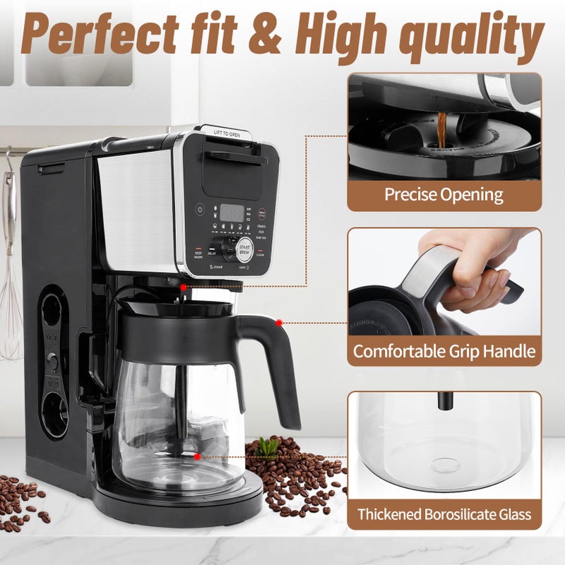 JYNTU 12 Cup Coffee Pot Replacement for Ninja Coffee Maker CFP101 CFP201 CFP301 CFN601 CFP250A CFP300 CFP307  Glass Carafe Replacement with Brew-Through Lid  Ninja Coffee Pot Replacement with Sturdy Handle - Image 4